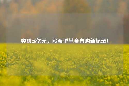 突破26亿元，股票型基金自购新纪录！