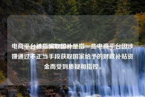 电商平台被指骗取国补是指一些电商平台因涉嫌通过不正当手段获取国家给予的财政补贴资金而受到质疑和指控。