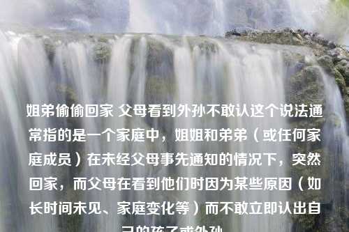 姐弟偷偷回家 父母看到外孙不敢认这个说法通常指的是一个家庭中，姐姐和弟弟（或任何家庭成员）在未经父母事先通知的情况下，突然回家，而父母在看到他们时因为某些原因（如长时间未见、家庭变化等）而不敢立即认出自己的孩子或外孙。