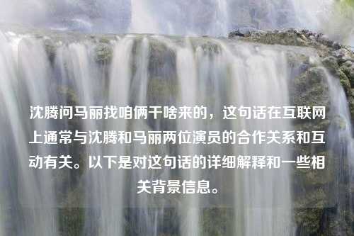 沈腾问马丽找咱俩干啥来的，这句话在互联网上通常与沈腾和马丽两位演员的合作关系和互动有关。以下是对这句话的详细解释和一些相关背景信息。